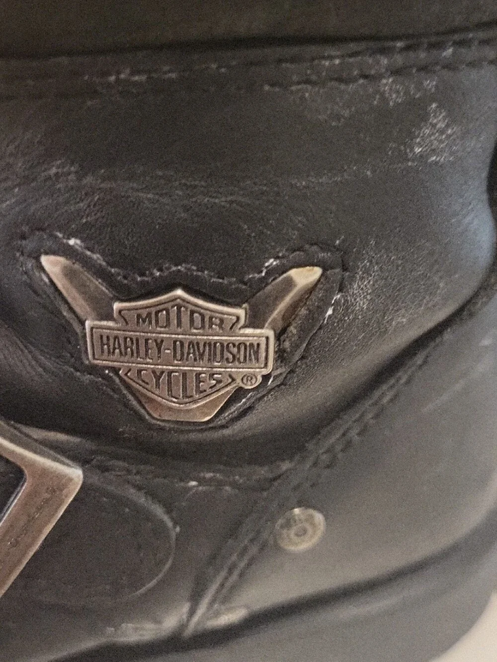 Harley-Davidson Black Leather Motorcycle Boots with Metal Toe Trim